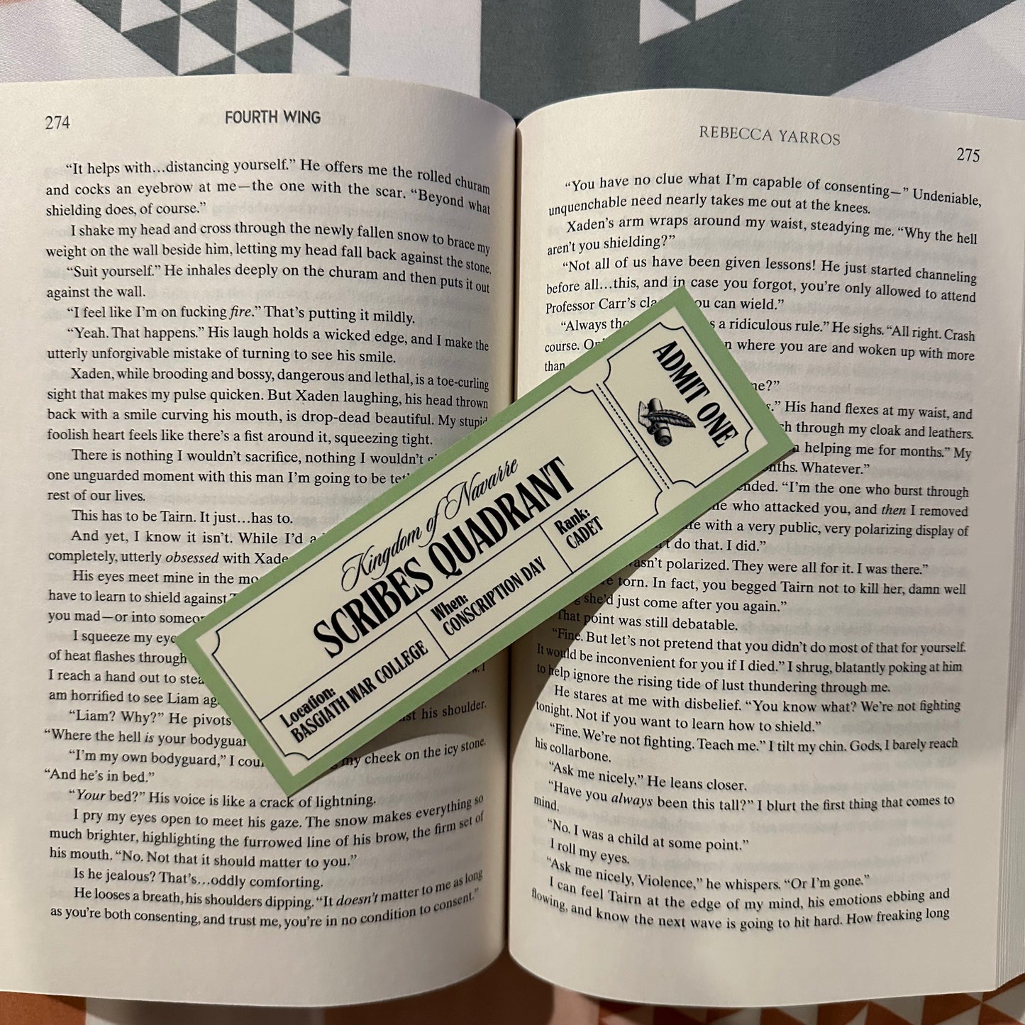 Fourth Wing Quadrants inspired bookmarks. Riders Scribes Healers Infantry.