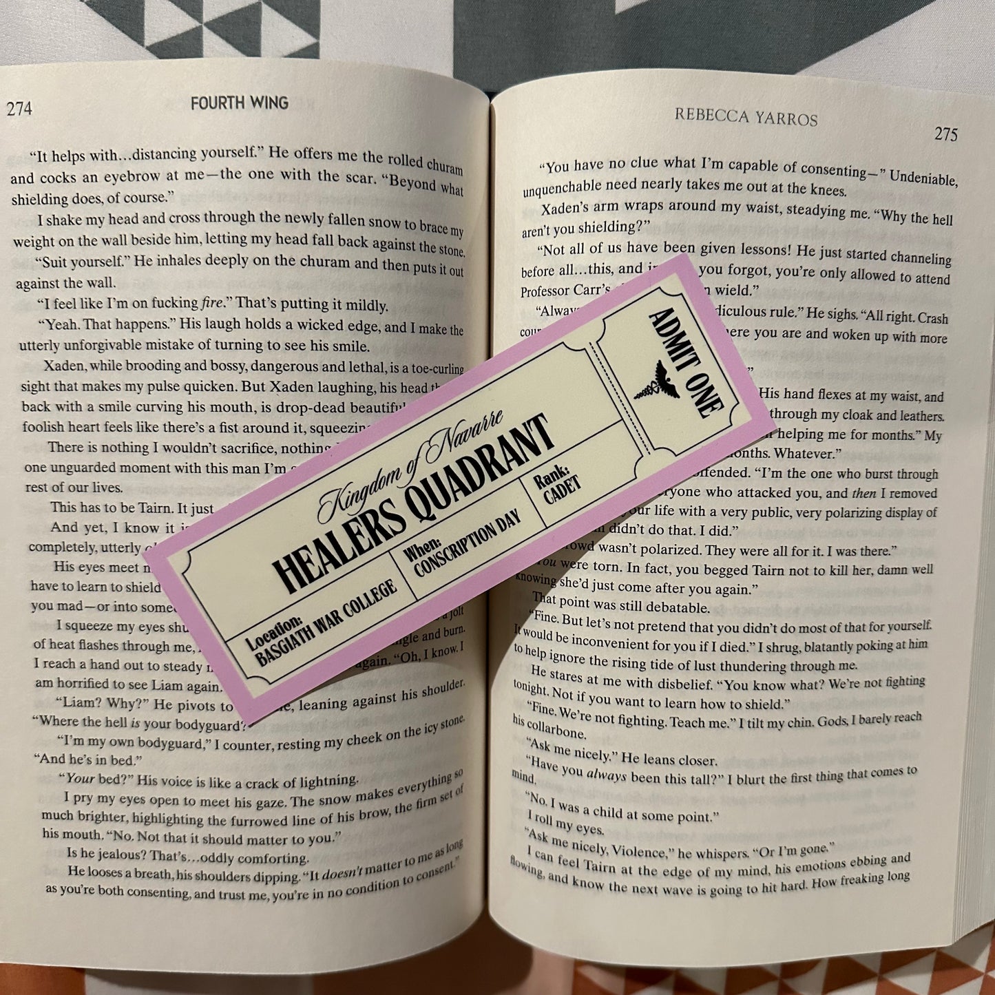 Fourth Wing Quadrants inspired bookmarks. Riders Scribes Healers Infantry.