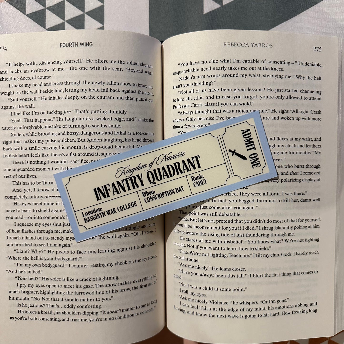 Fourth Wing Quadrants inspired bookmarks. Riders Scribes Healers Infantry.